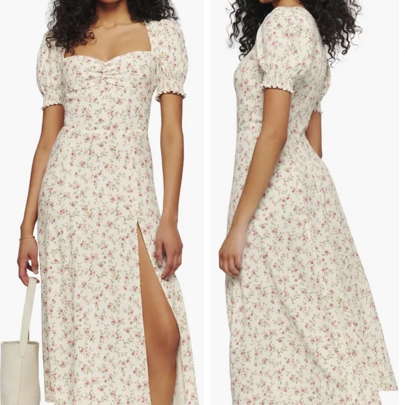 Reformation Lacey Smocked Sleeve Dress
